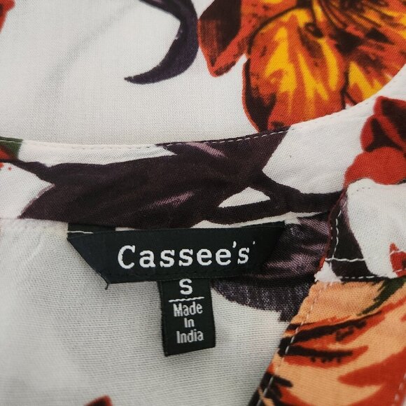 Cassee's Size S Floral Print Colorful Short Puff Sleeve Boho Women's Top Blouse - Picture 5 of 7